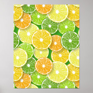 Affiche Tranches de fruits citriques pop art 3
