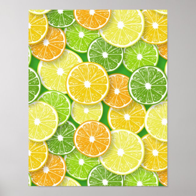 Affiche Tranches de fruits citriques pop art 3 (Devant)