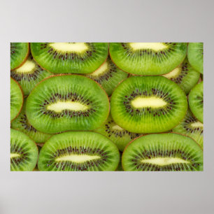 Affiche Tranches de kiwi frais et mûrs en brun de rôti, c