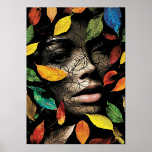 Affiche "Tranquil Foliage : Portrait de femme" est un éton
