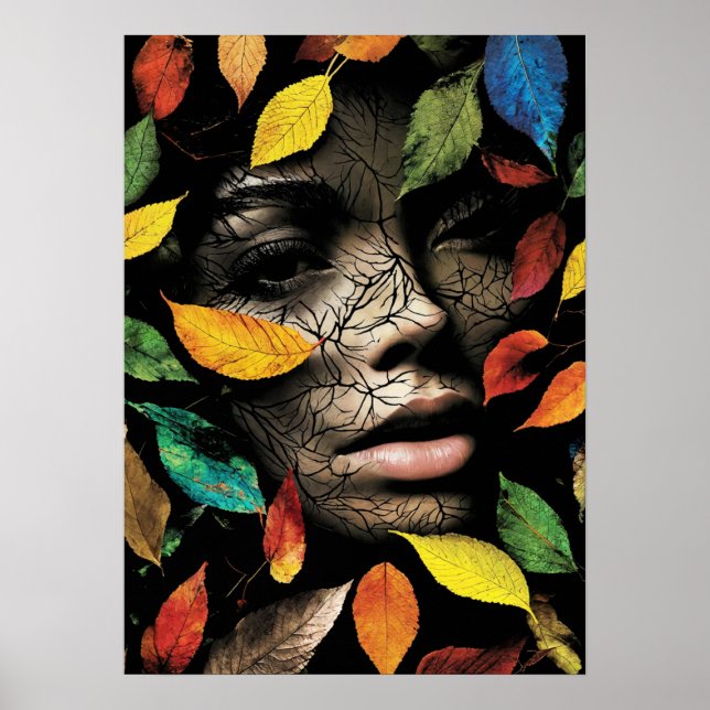 Affiche "Tranquil Foliage : Portrait de femme" est un éton (Devant)