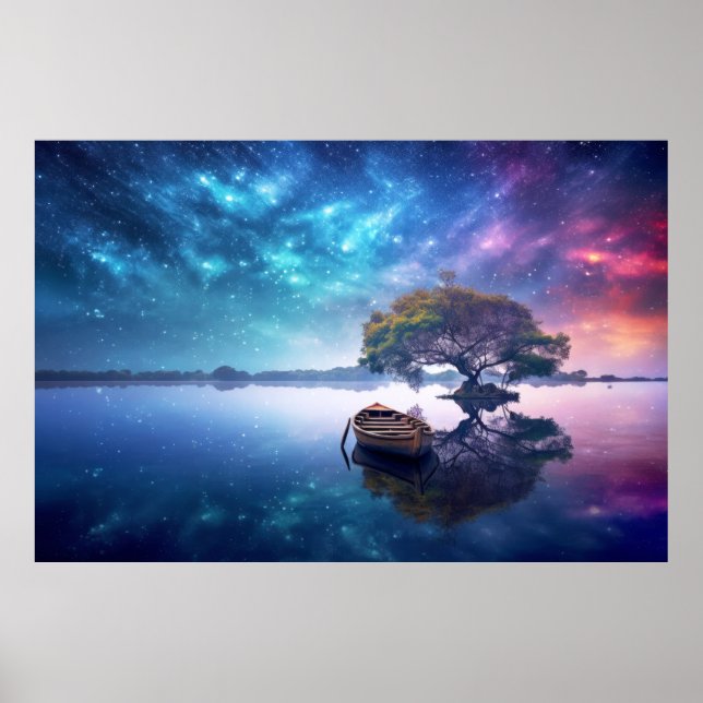 Affiche Tranquil Lake Nature Monde Paysage fantastique Art (Devant)