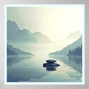 Affiche Tranquil Mountain Lake Serenity
