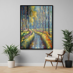 Affiche Tranquil River Path Impressionniste Paysage Art