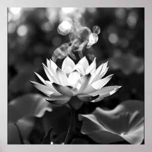 Affiche Tranquillité florissante : Lotus Charcoal Art