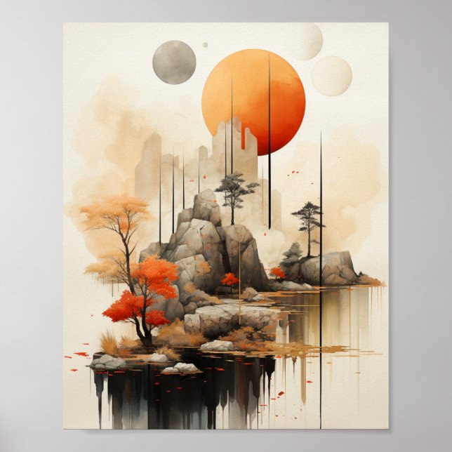 Affiche Tranquillité zen : Sérénité montagneuse (Devant)