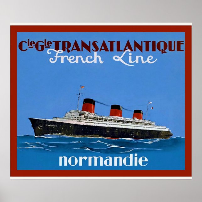 Affiche Transatlantique ~ Publicité Vintage voyage (Devant)