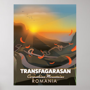 Affiche Transfagarasan, Carpates, Route de la Roumanie