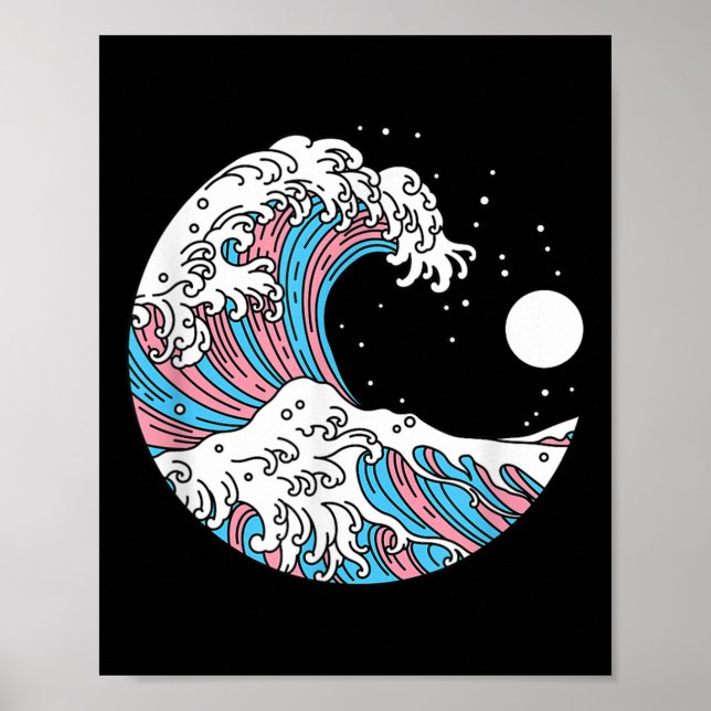 Affiche Transgender Pride Lgbtq Trans Flag - Japanese Wave (Devant)
