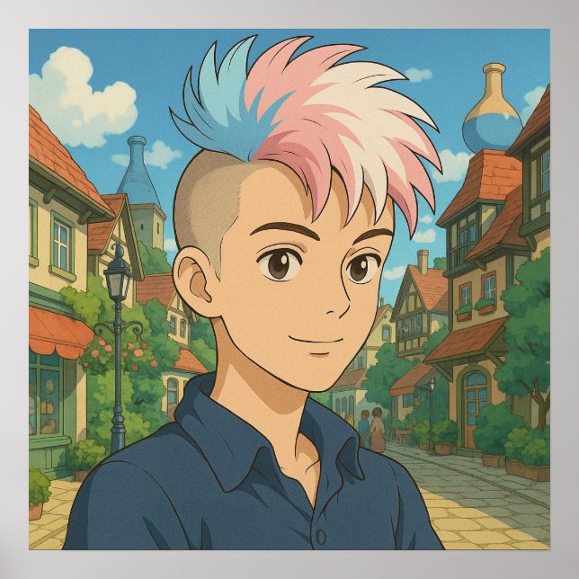 Affiche Transgender with Mohawk Anime Person | LGBTQIA+  (Devant)