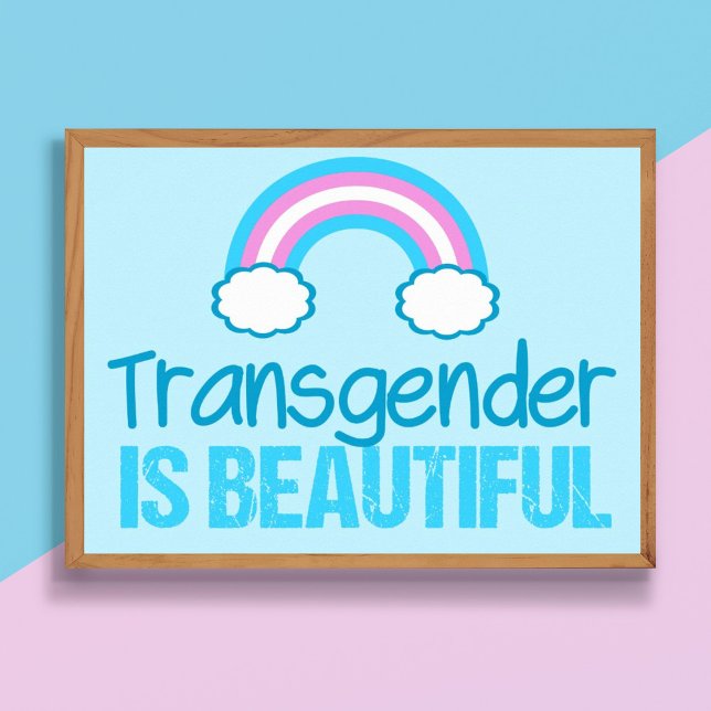 Affiche Transgenre est beau arc-en-ciel bleu rose blanc (Créateur téléchargé)