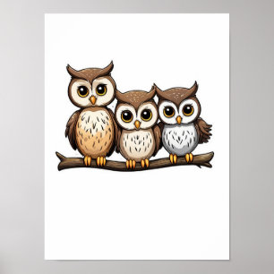 Affiche Transparent Png Three Cute Little Owl Télécharger