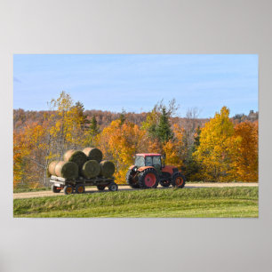 Affiche Transport de foin dans le Vermont en automne