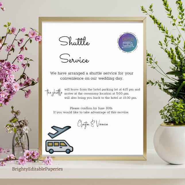 Affiche Transport gratuit pour nos clients Mariages (Créateur téléchargé)