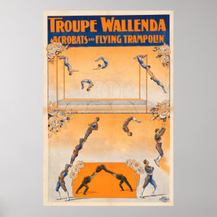Affiche Trapeze, acrobates Et Trampoline Volante