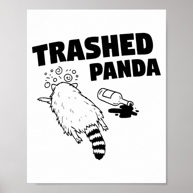Affiche Trashed Panda, Funny Drunk Raccoon, Funny Trash Pa (Devant)