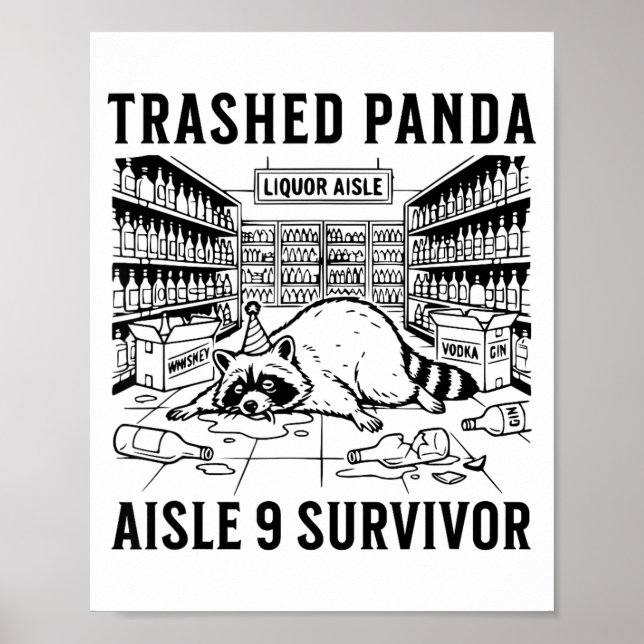 Affiche Trashed Panda Liquore Funny Hangover Crazy Drunk R (Devant)