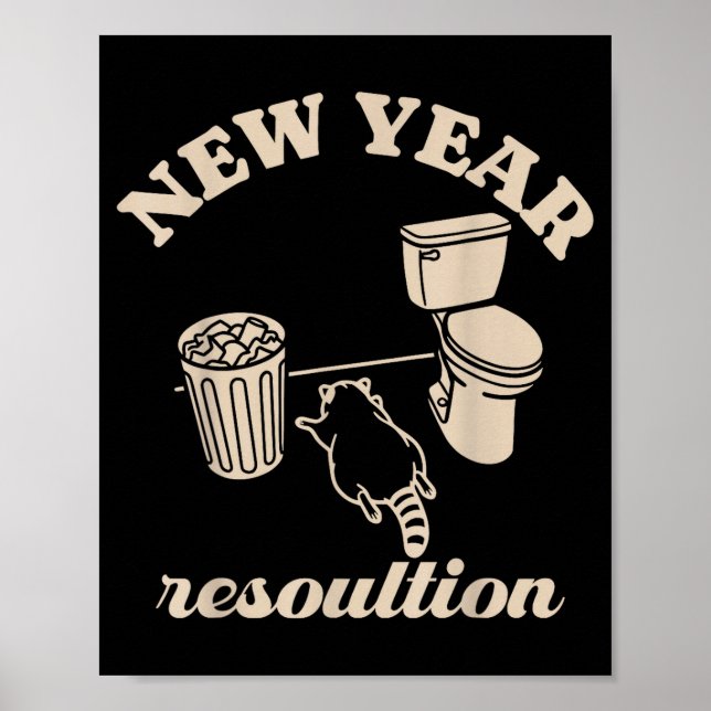 Affiche Trashed Panda New Year Resolution Funny Drunk Racc (Devant)