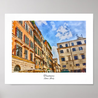 Affiche Trastevere Rome, Italie Aquarelle