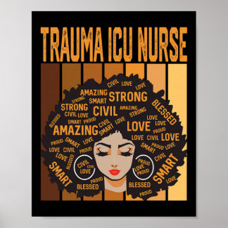 Affiche Trauma Icu Nurse Powerful Black History Month Blac