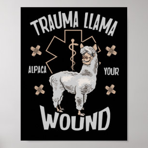 Affiche Trauma Llama EMT Design Medic EMS Alpaca