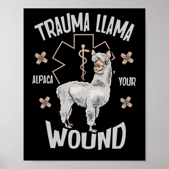 Affiche Trauma Llama EMT Design Medic EMS Alpaca (Devant)