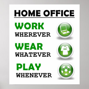 Affiche Travail à domicile Bureau drôle
