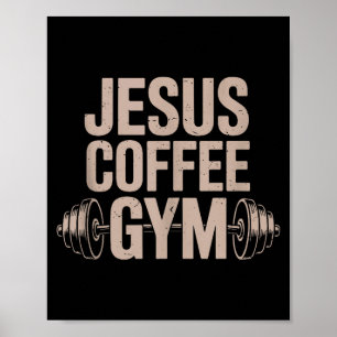 Affiche Travail chrétien drôle Jésus Café Gymnastique Halt