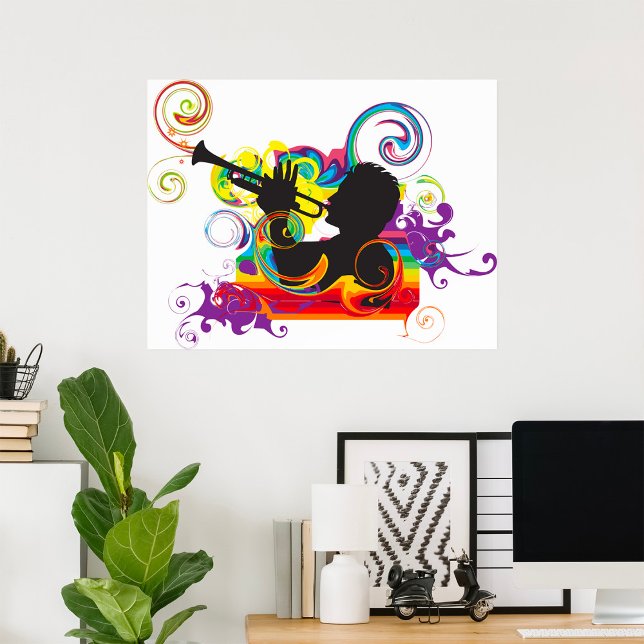 Affiche Travail d'art du joueur de trompette (Créateur téléchargé)