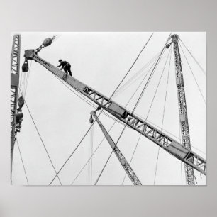 Affiche Travail de construction volant haut