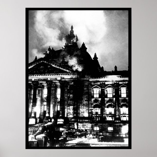 Affiche Travail de pompiers sur l'image en feu Reichstag_W (Devant)