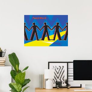 Affiche Travail d'équipe Unité Personnes se tenant par la