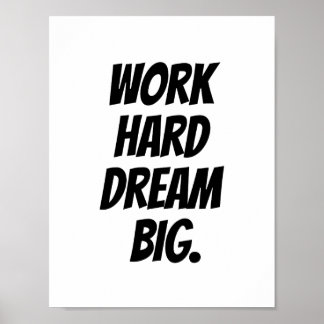 Affiche Travail Dur Dream Big - Devis Motivationnel Imprim