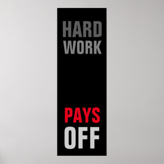Affiche Travail dur motivateur - Réussite Black Red Grey