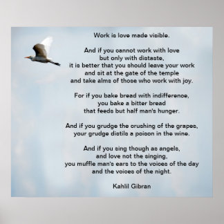 Affiche Travail par Kahlil Gibran