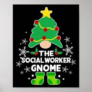 Affiche Travail social Gnome Xmas Fête de famille Noël