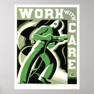 Affiche Travailler avec Care 1937 WPA