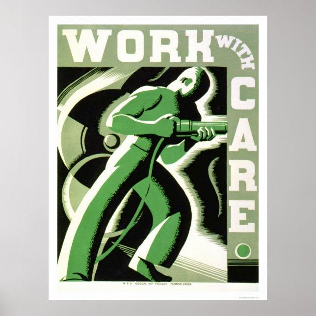 Affiche Travailler avec Care 1937 WPA (Devant)