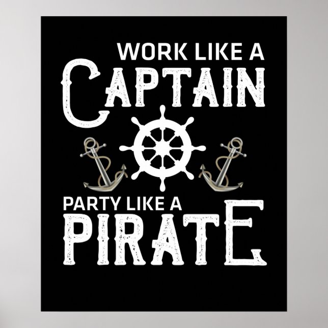 Affiche Travailler Comme Une Partie Capitaine Comme Un Pir (Devant)