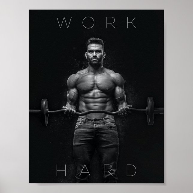 Affiche Travailler dur | Gym Motivationnel (Devant)