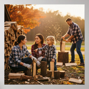 Affiche Travailler ensemble pour empiler le bois