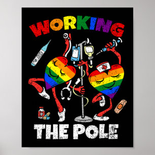Affiche Travailler Pole Nurse Lgbt-q Gay pride Rainbow Nu