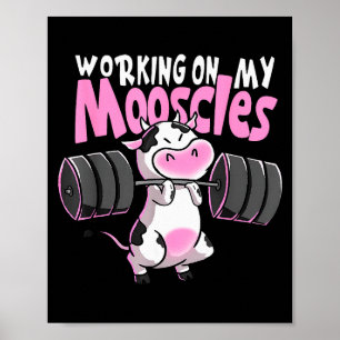 Affiche Travailler sur mes mooscles vache de gym drôle d'h