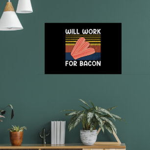 Affiche Travaillera pour Bacon Vintage Style Porc Viande d