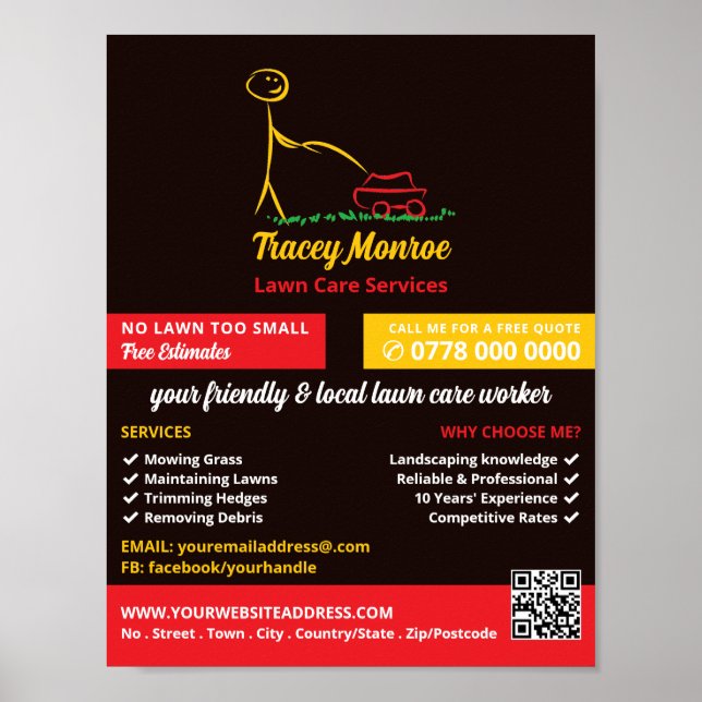 Affiche Travailleur de soins de pelouse, Services de soins (Devant)