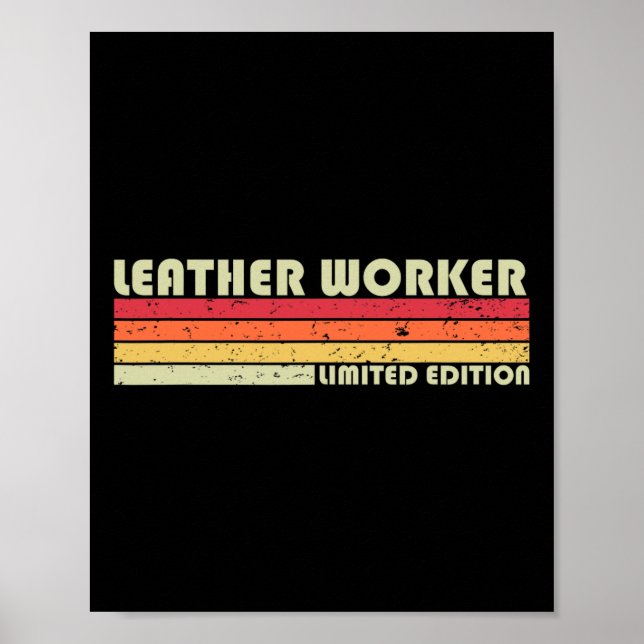 Affiche Travailleur en cuir Funny Titre du travail Profess (Devant)
