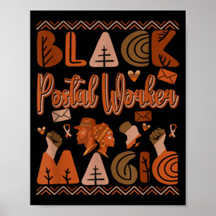 Affiche Travailleur postal en costume noir fier afro histo