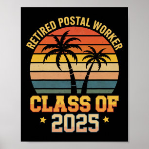 Affiche Travailleur Postal Retraité Vintage Classe De 2025