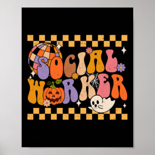 Affiche Travailleur social amusant École d'Halloween Trava
