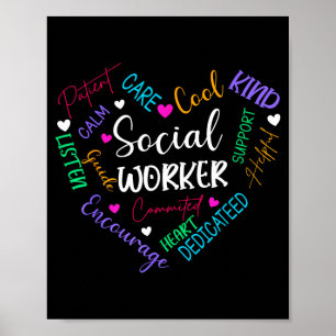 Affiche Travailleur social cœur drôle travail social pour